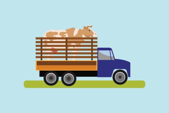Enhancing Agricultural Design Narratives with the Flat Icon - Cattle Truck Asset