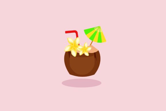 Flat Icon - Coconut Drink: Enhancing Visual Communication for Beverage and Tropical Designs