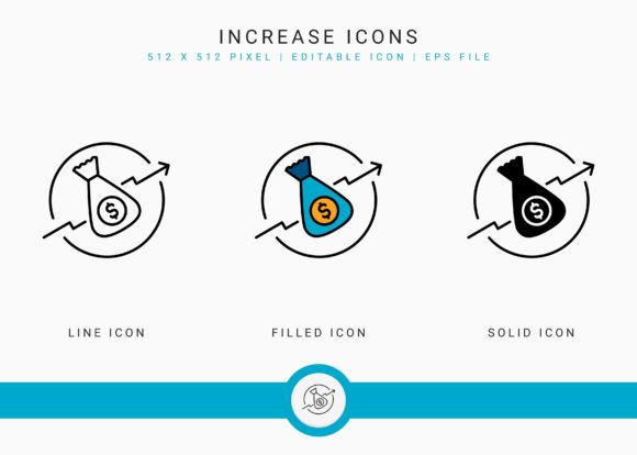 Increase Icons Set: Visualizing Business Growth