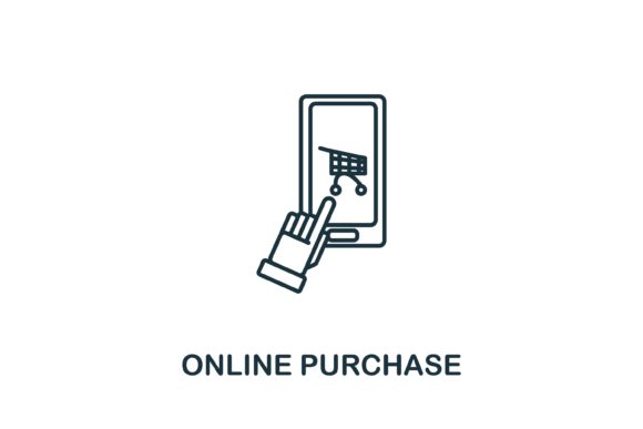 Online Purchase Icon: Line Style Vector Asset